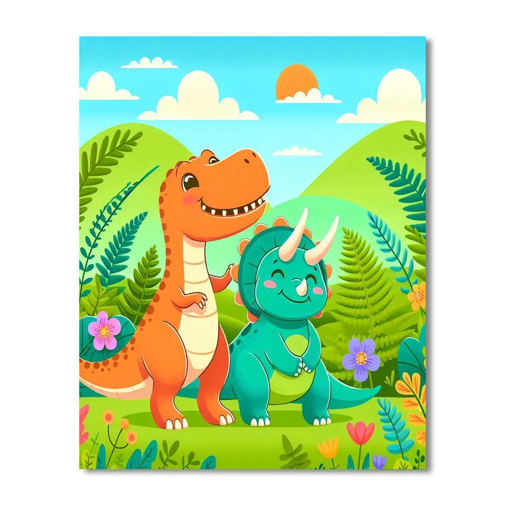 Friendly Dinosaur Playdate Paint By Number