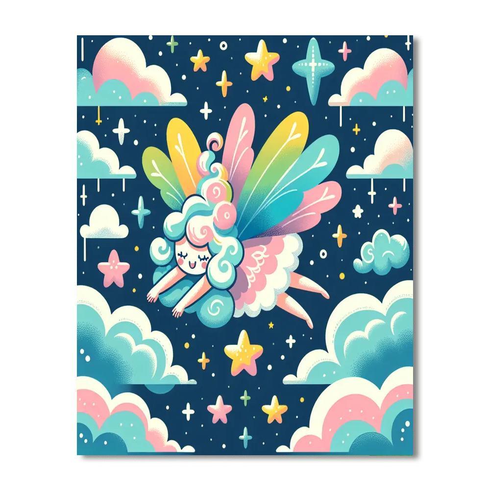 Whimsical Cloud Fairy DIY Paint By Numbers
