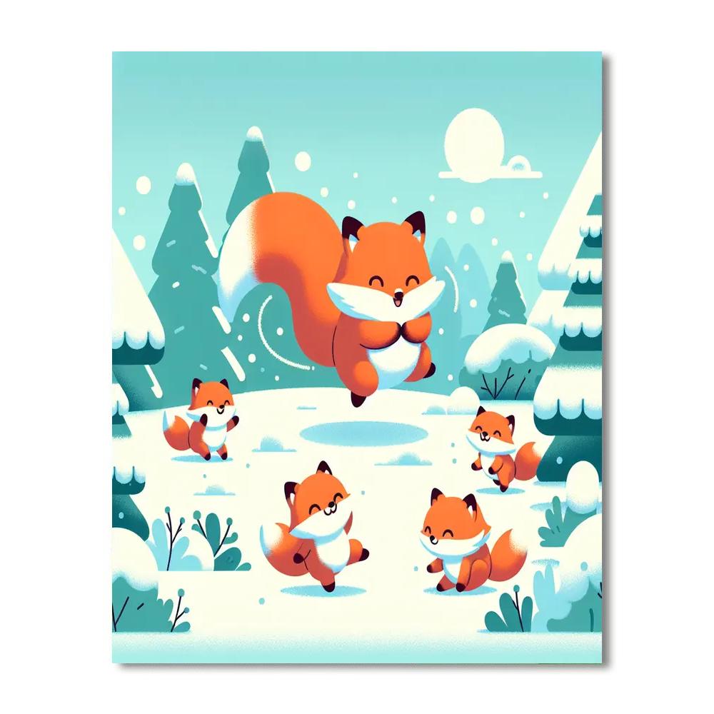 Fluffy Fox Frolic Number Painting