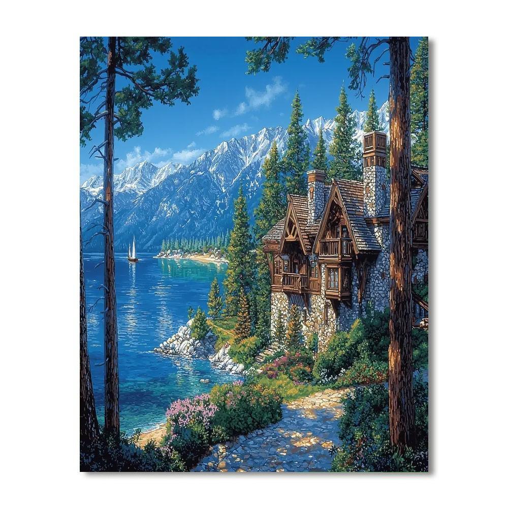 Vikingsholm Castle In Lake Tahoe Painting Number Kit