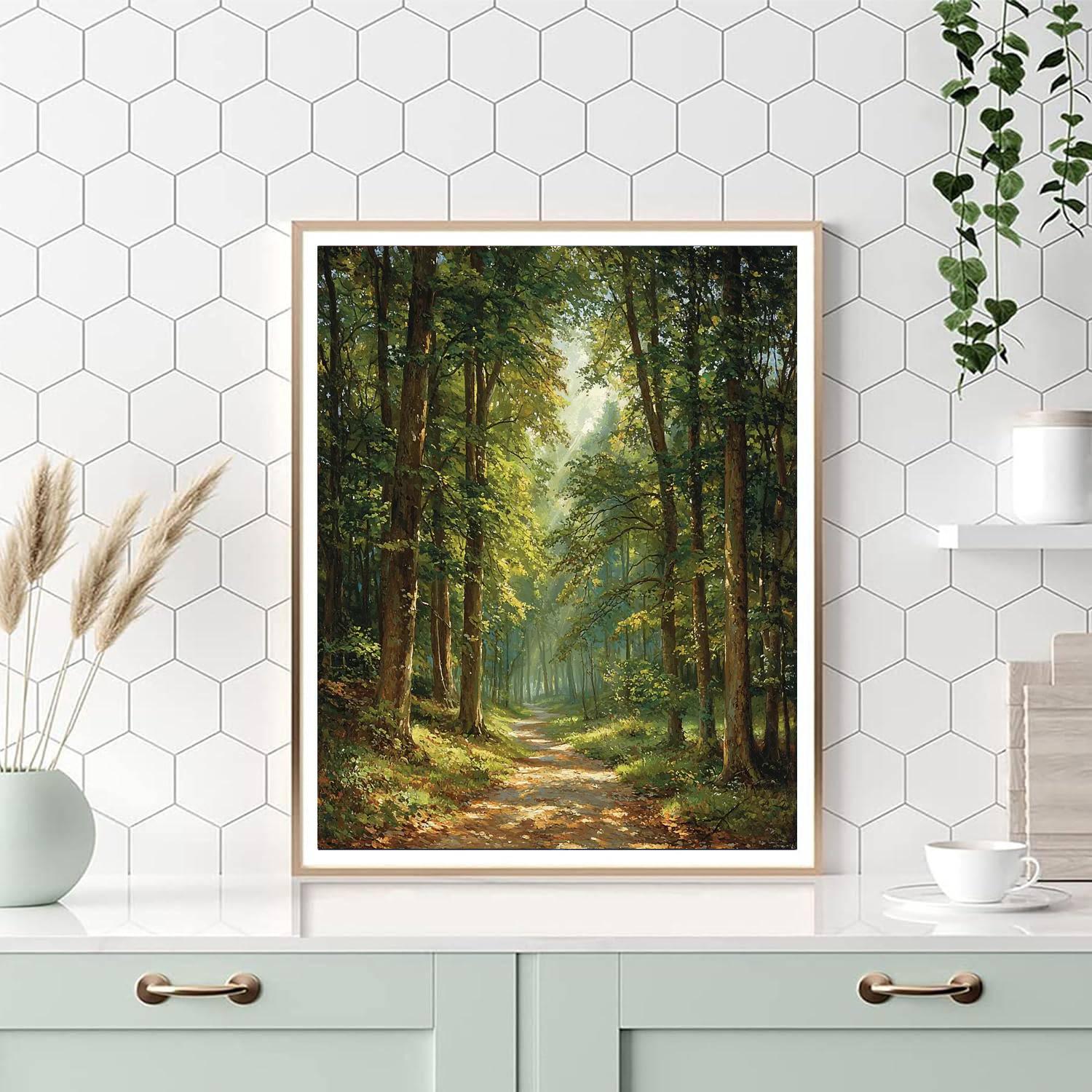 Caspar David Friedrich Inspired Mysterious Forest Tapestry  Painting Number Kit