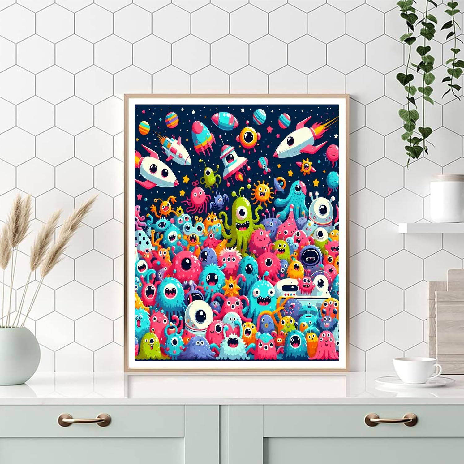 Cute Monsters In Space Paint By Number