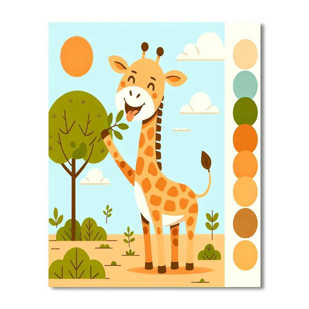 Joyful Giraffe Safari Number Painting