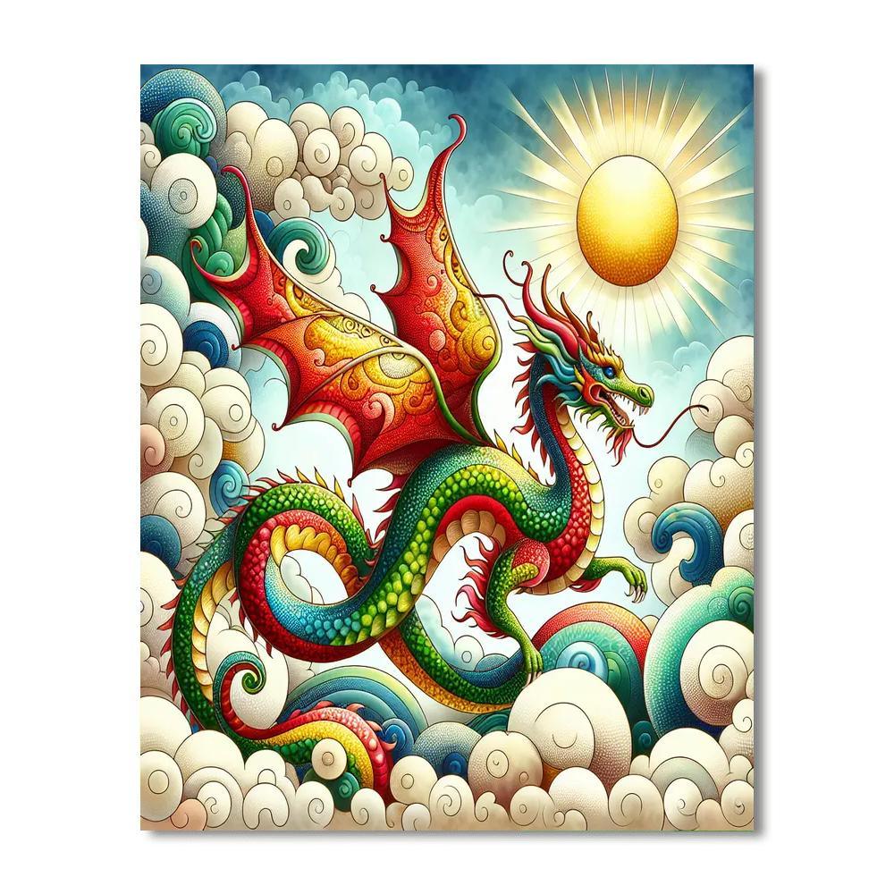 Enchanting Dragon In Flight Paint By Numbers