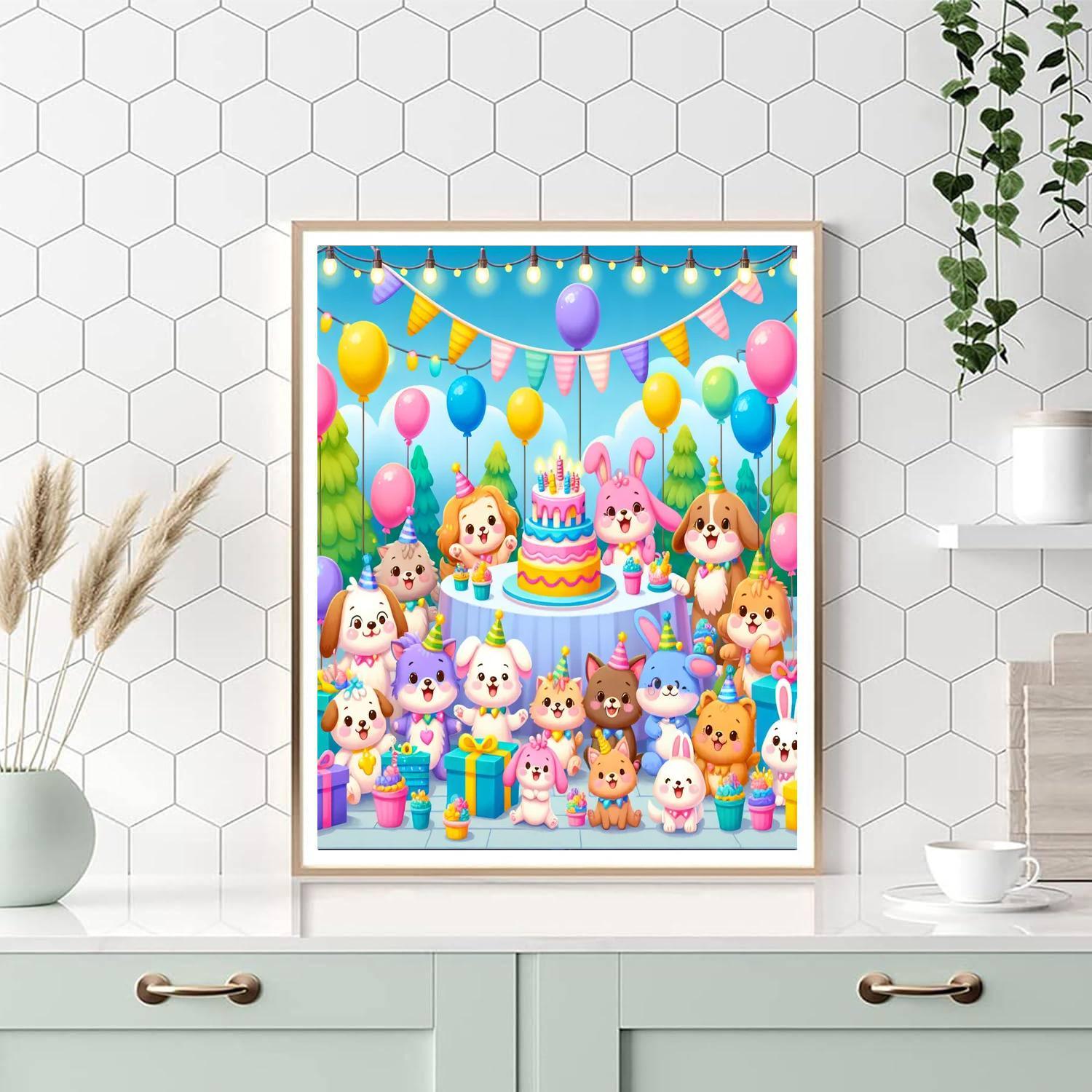 Happy Animal Birthday Party Paint By Number