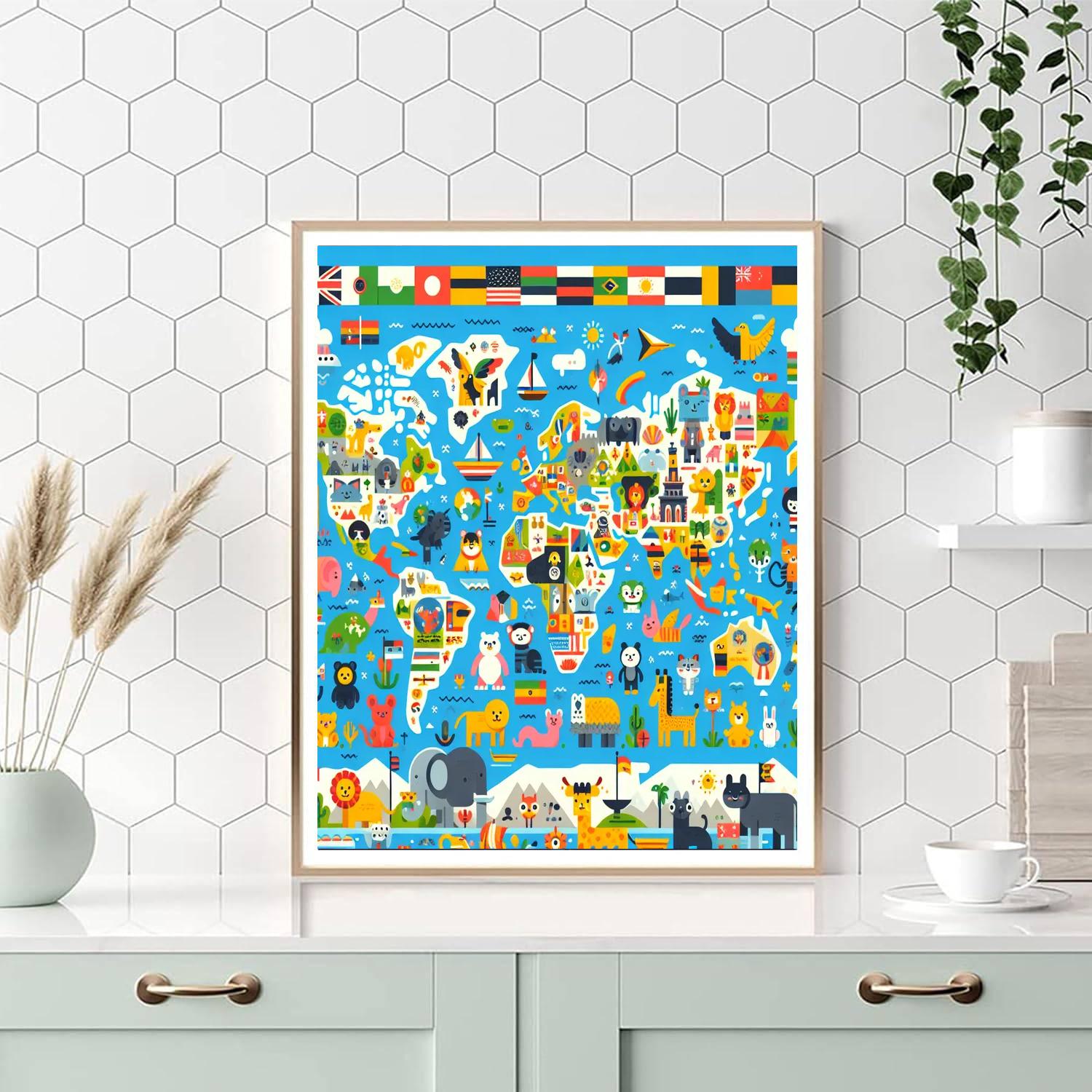 Wonderful World Map Paint By Number