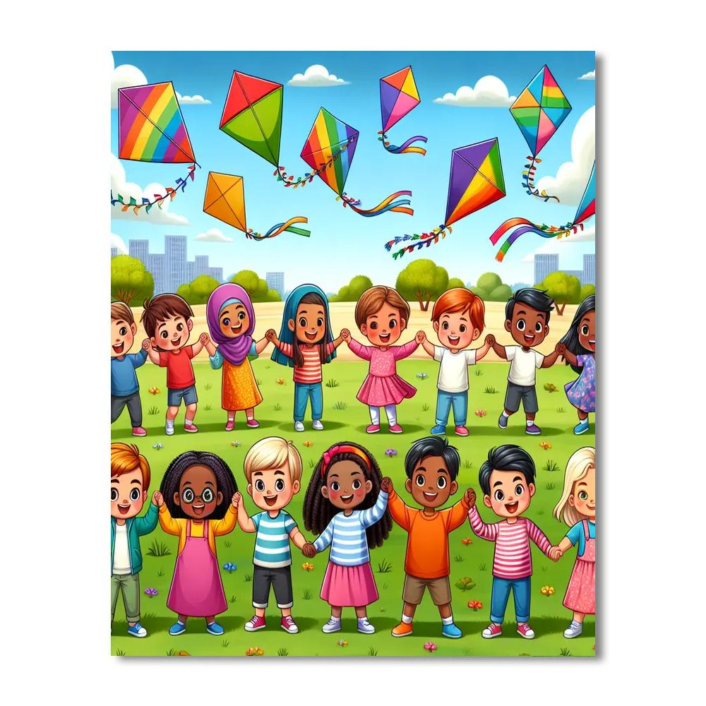 Gentle Breeze With Kites Paint By Numbers Art