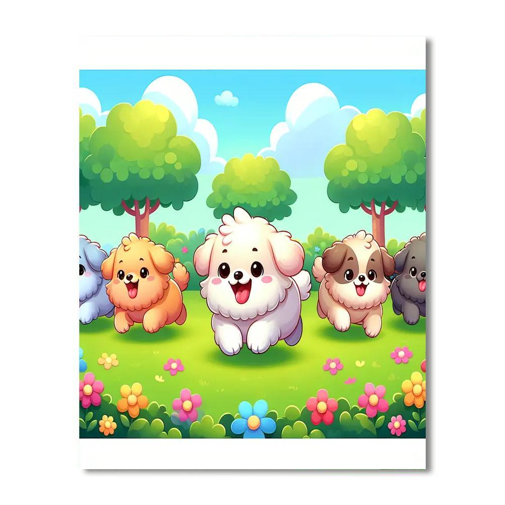 Playful Puppy Playtime Paint By Number