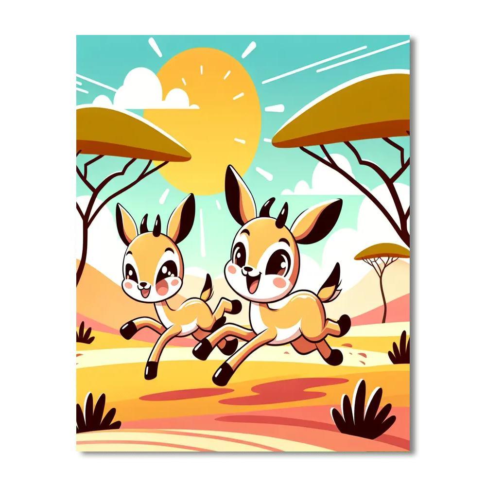 Galloping Gazelles Numbered Painting Kits