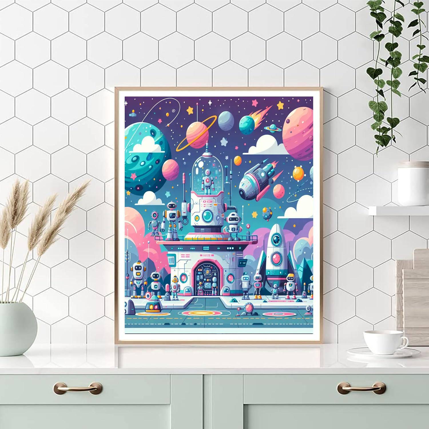 Robot Space Base Numbered Painting Kits
