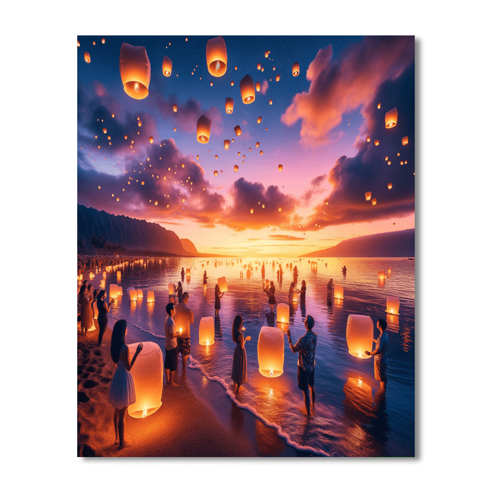 Floating Lantern Festival - Hawaii Numbered Painting Kits