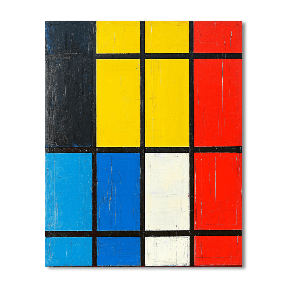 Piet Mondrian Inspired Geometric Metropolis Vibe  Painting By Numbers Kit