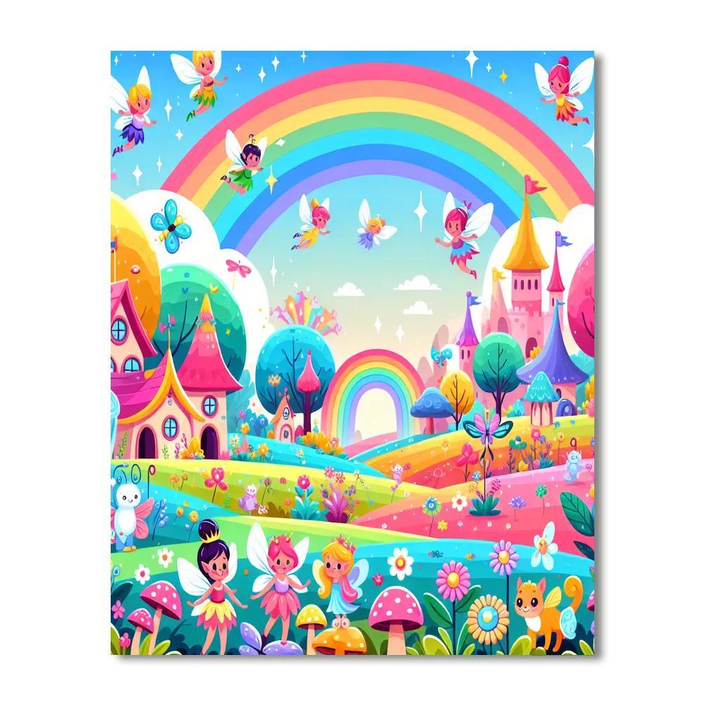 Rainbow Adventure In Fairyland Paint By Number