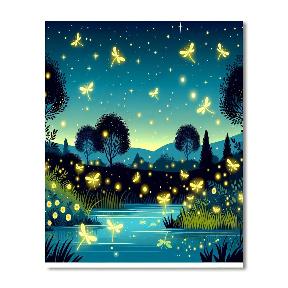 Charming Firefly Festival Paint By Numbers Art