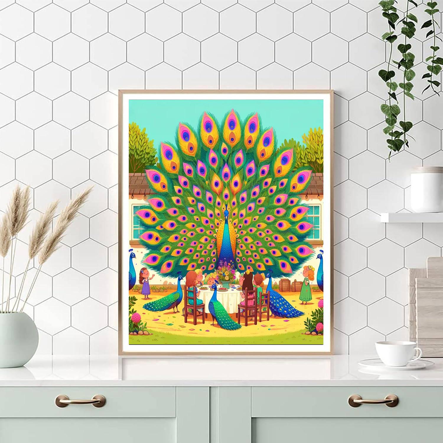 Peacock Party Extravaganza Number Painting