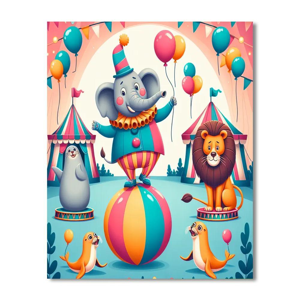Cute Critters Circus Painting Number Kit