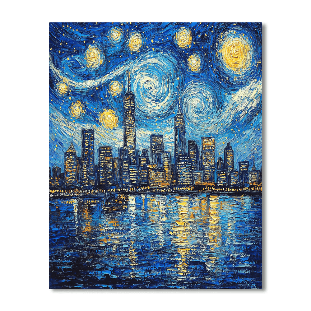 Vincent Van Gogh Inspired City Skylines Under Van Gogh Stars  Paint By Numbers