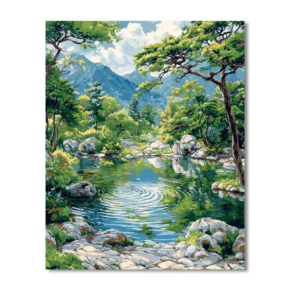 Utagawa Hiroshige Inspired Rippling Reflections  Number Painting