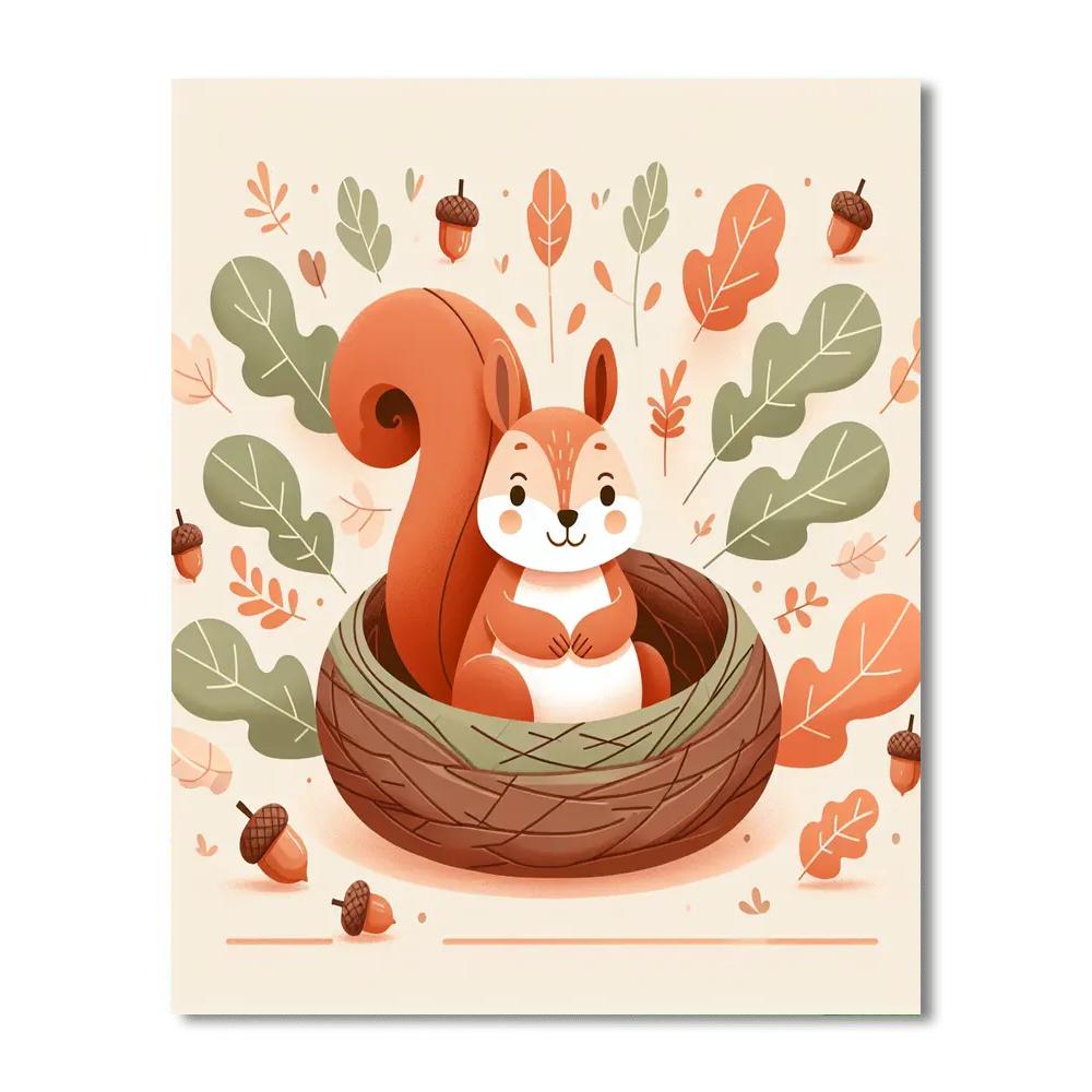 Cozy Squirrel's Autumn Nest Paint By Color