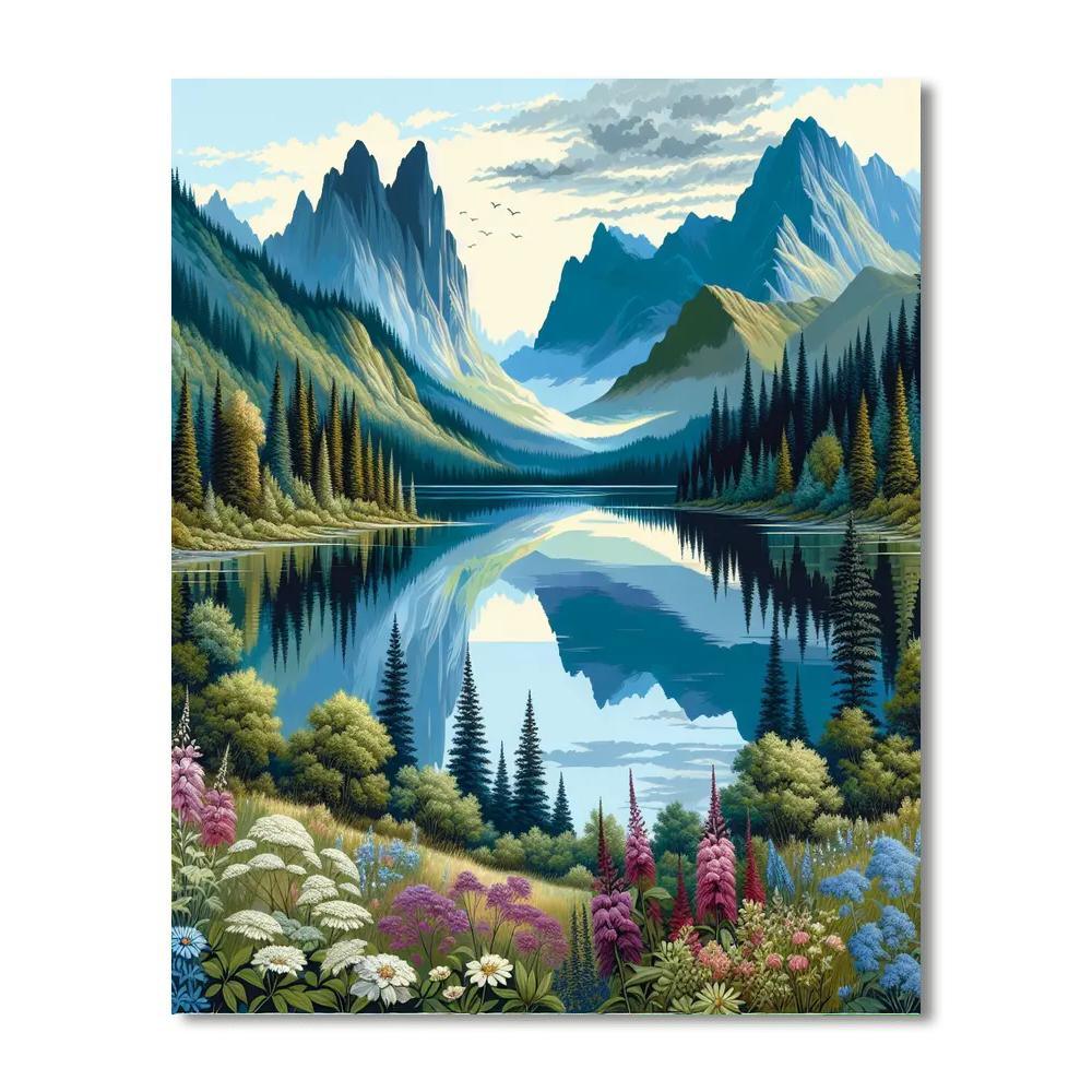 Gentle Mountain Retreat Painting By Numbers Kit