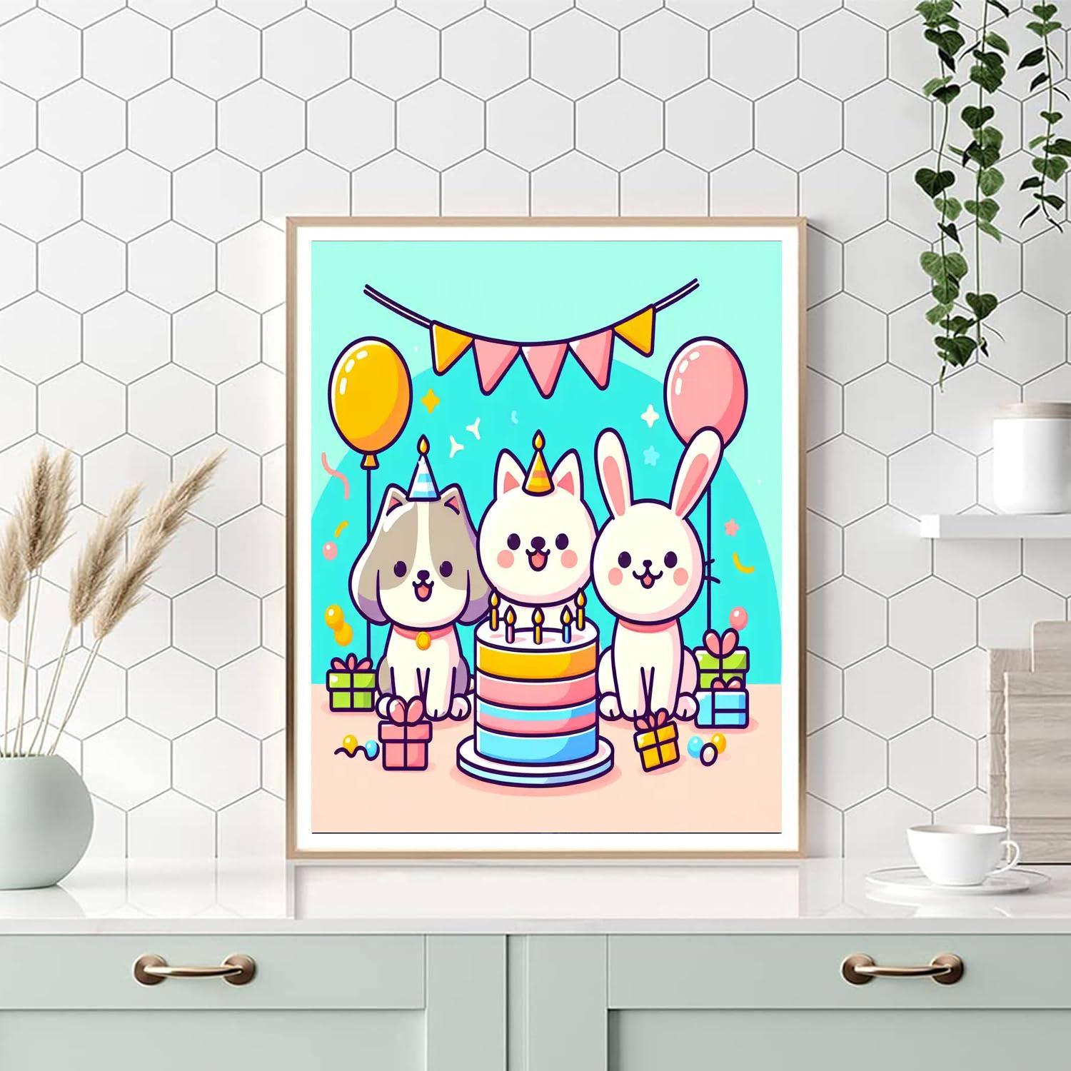 Happy Animals' Birthday Bash Paint By Numbers Kits