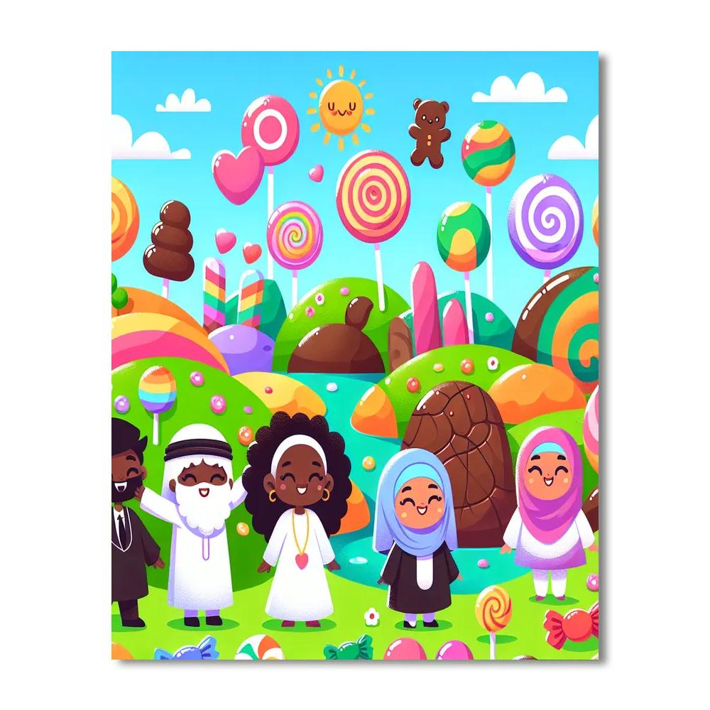 Colorful Candy Land Adventure Paint By Numbers Art