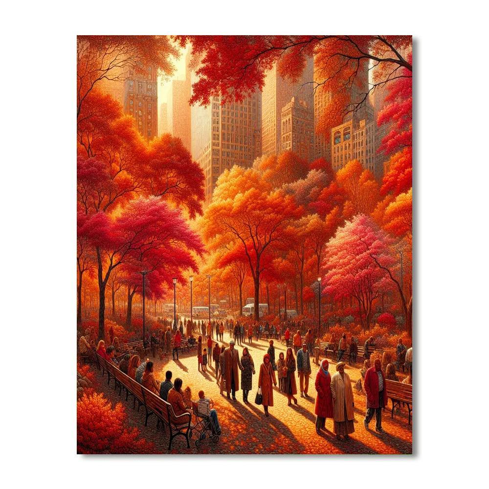 Charming City Park In Autumn Paint By Color
