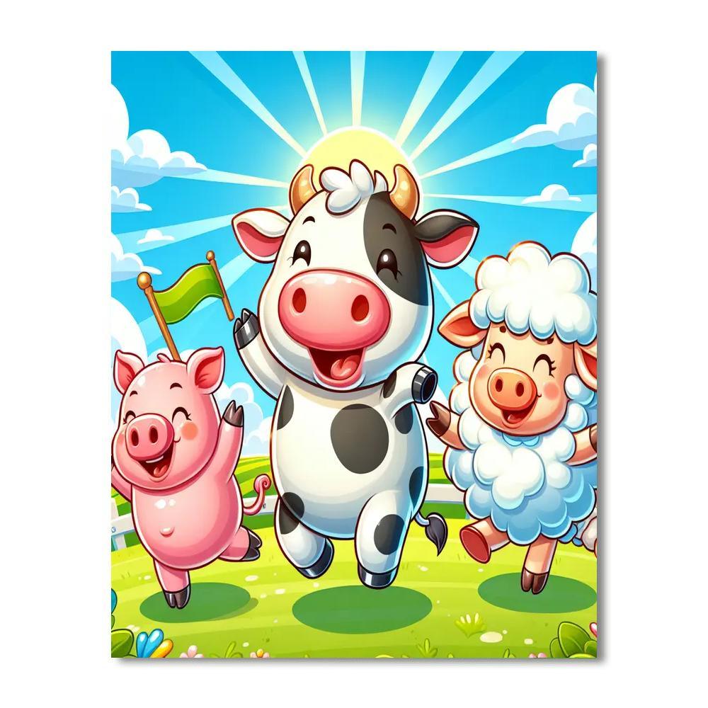 Cute Farm Animal Parade Paint By Number