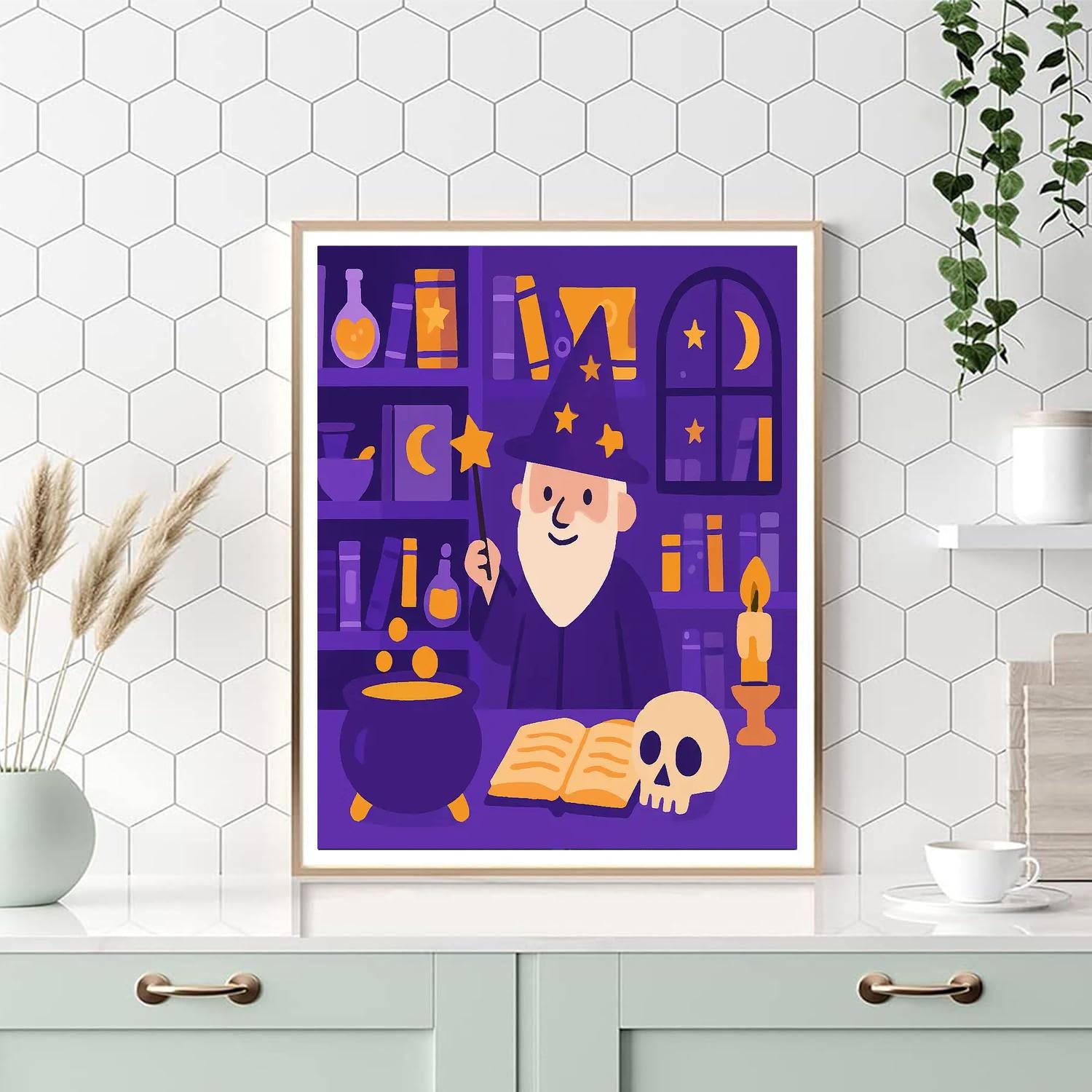 Wizard's Enchanted Study Paint By Numbers Art