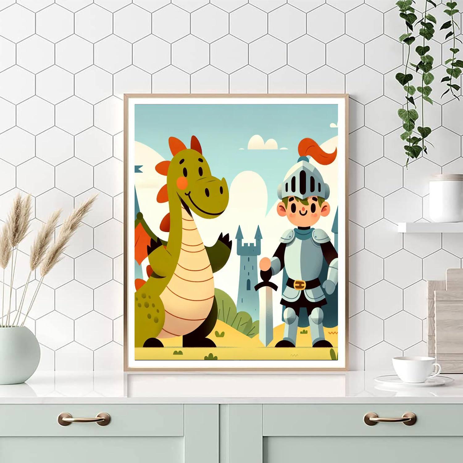 Knight's Dragon Encounter Paint By Numbers Art