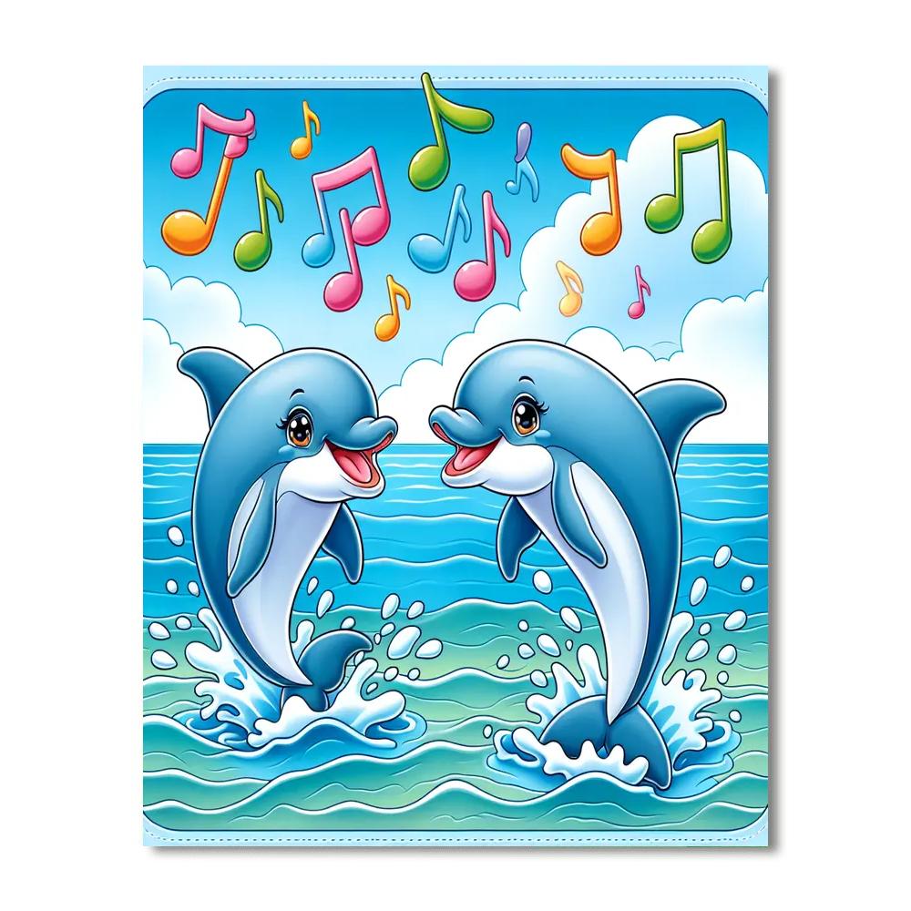 Musical Dolphin Splash Paint By Numbers Art