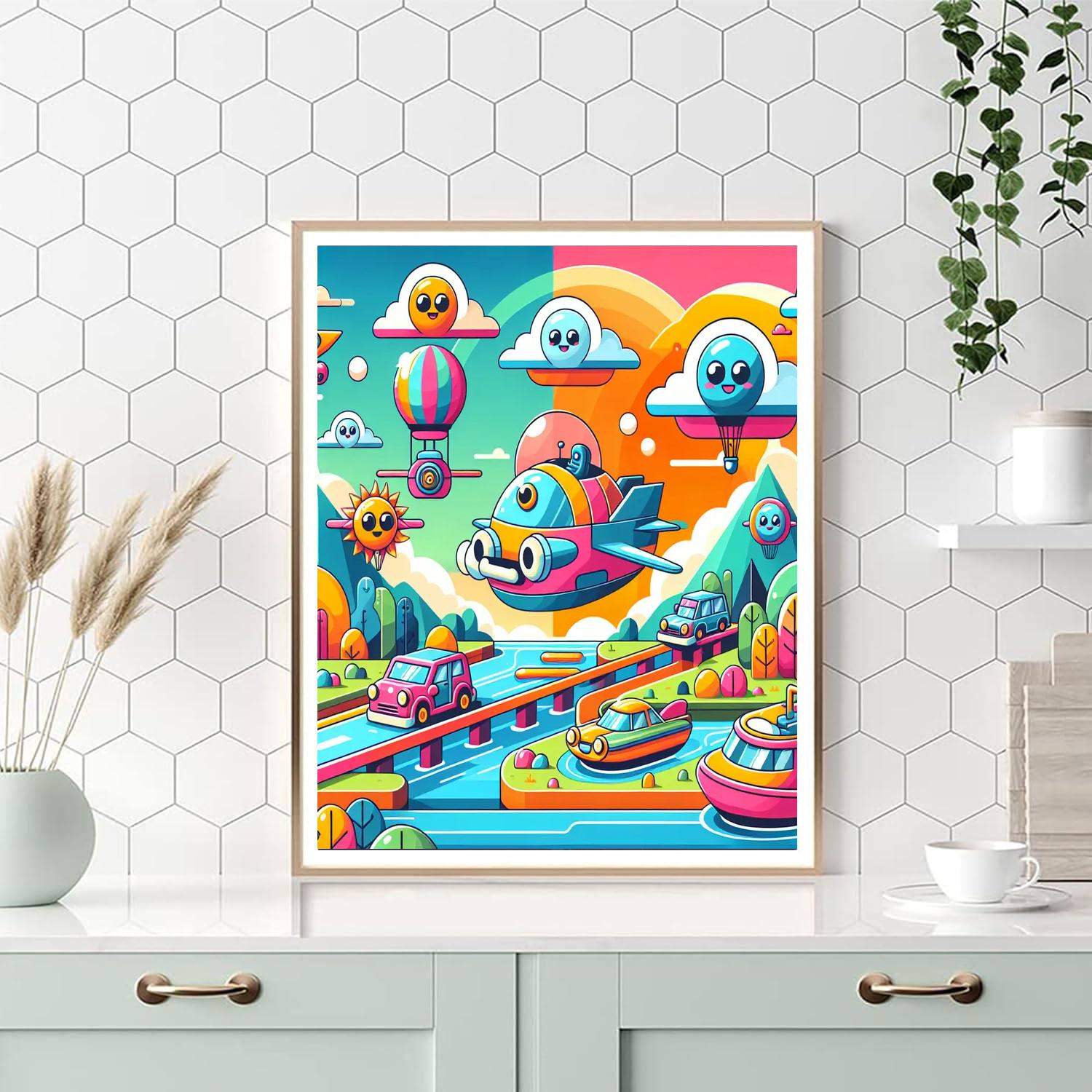 Whimsical Vehicles Painting By Numbers Kit