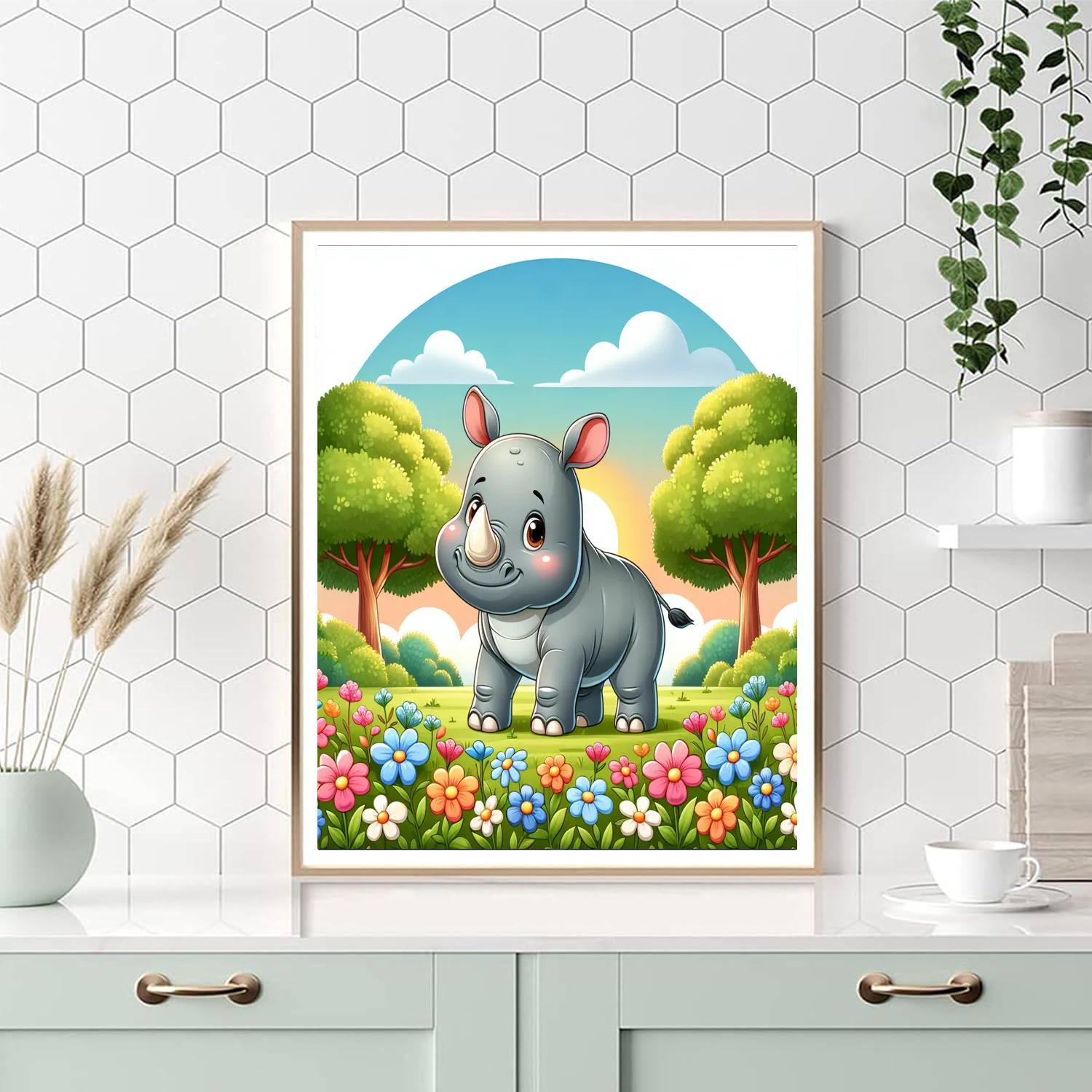 Curious Baby Rhino Paint By Color