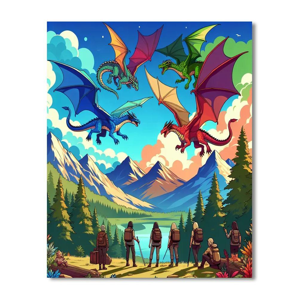 Adventure With Magical Dragons Paint By Numbers Art