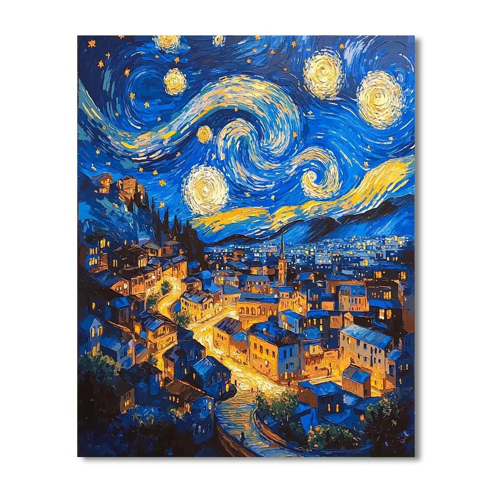 Vincent Van Gogh Inspired Whimsical Night Cityscape  Paint By Numbers Kits