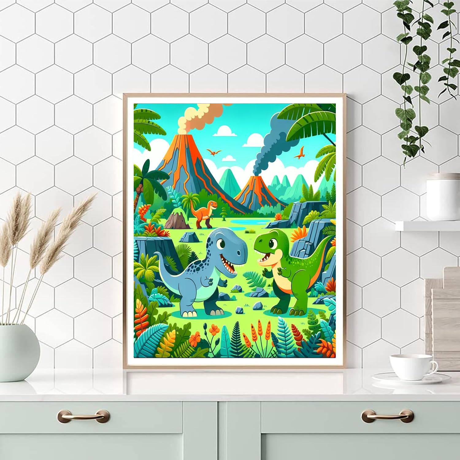 Dinosaurs On The Loose Number Painting