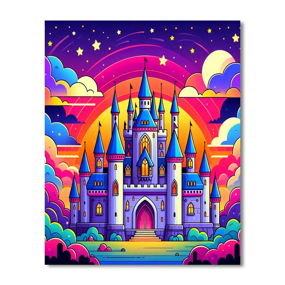 Magical Castle At Sunset Paint By Numbers Art