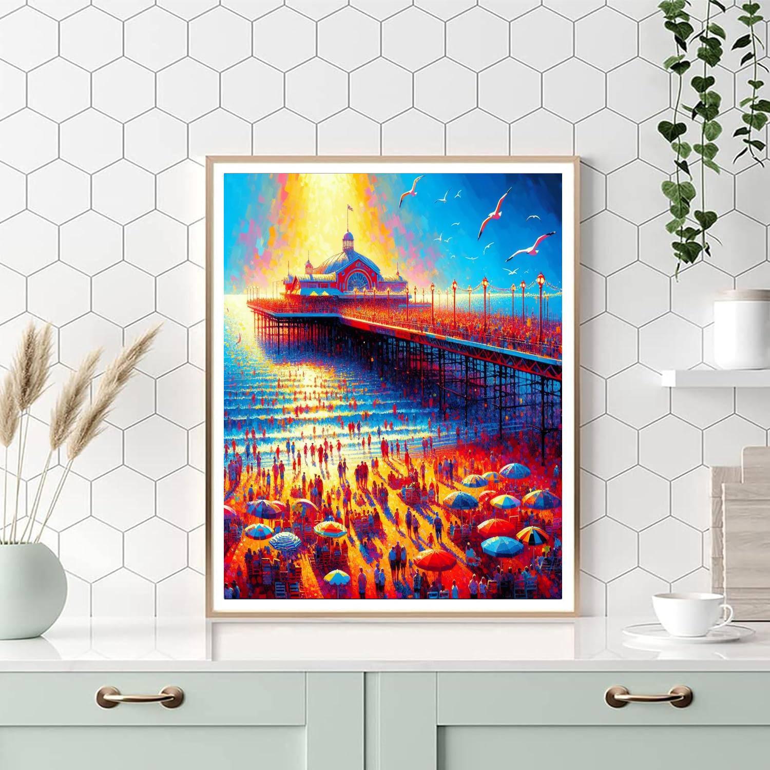 Sunny Coastal Pier Numbered Painting Kits