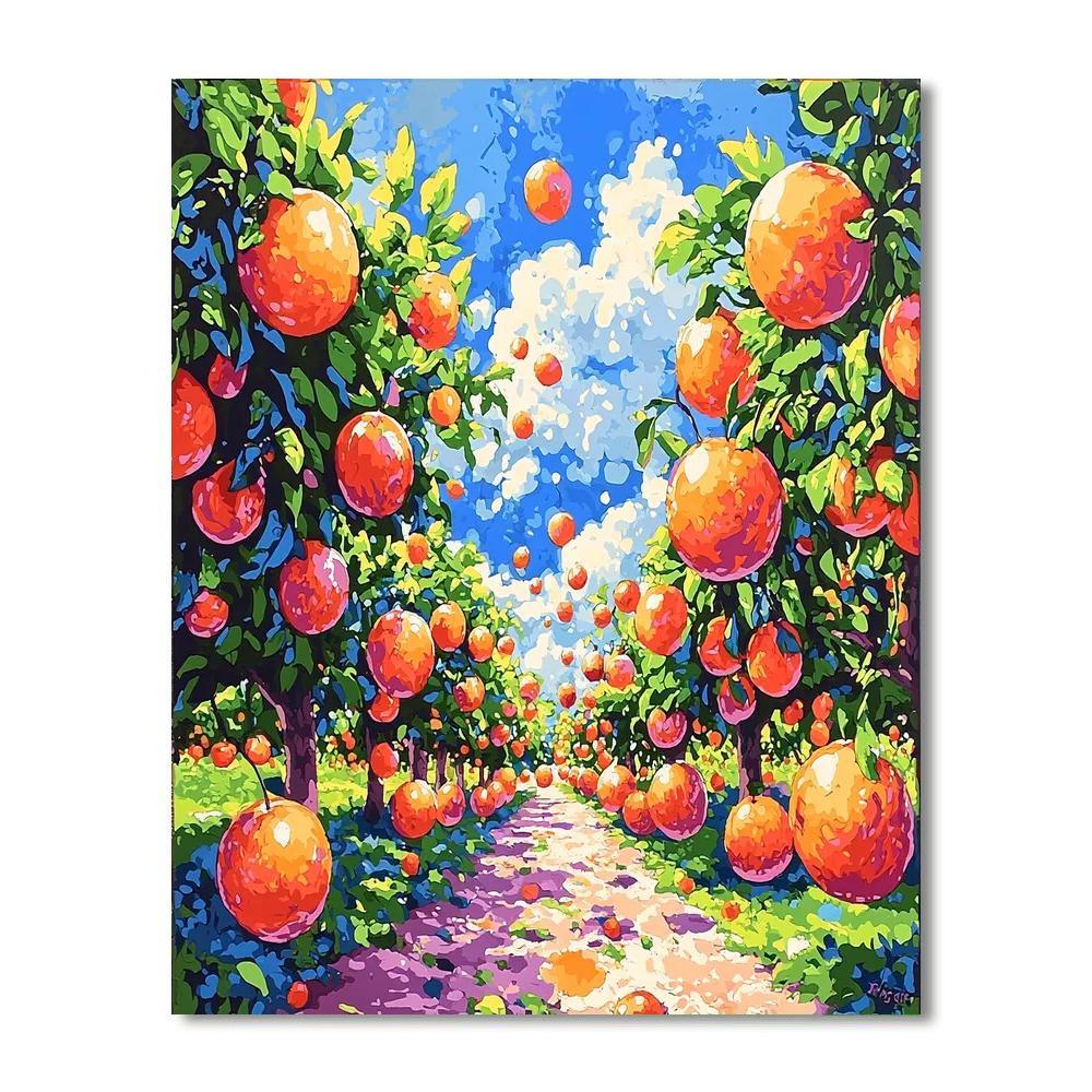 René Magritte Inspired Surrealist Fruit Orchard  Painting Number Kit