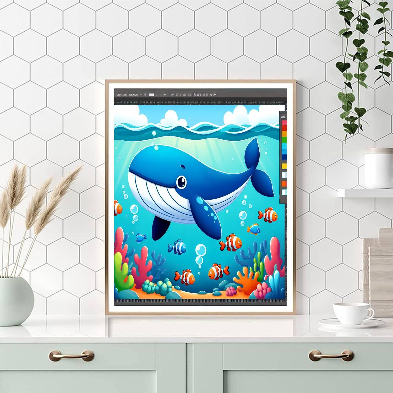 Ocean Voyage With Friendly Whales Paint By Numbers Art