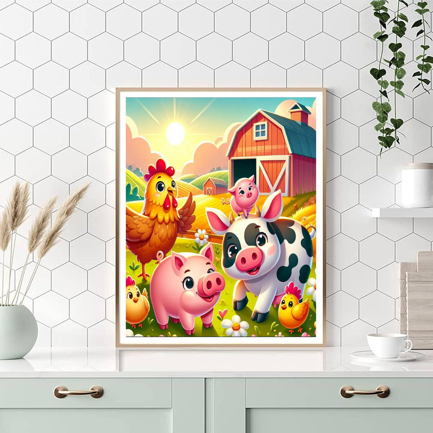 Silly Farm Animals Paint By Numbers Art