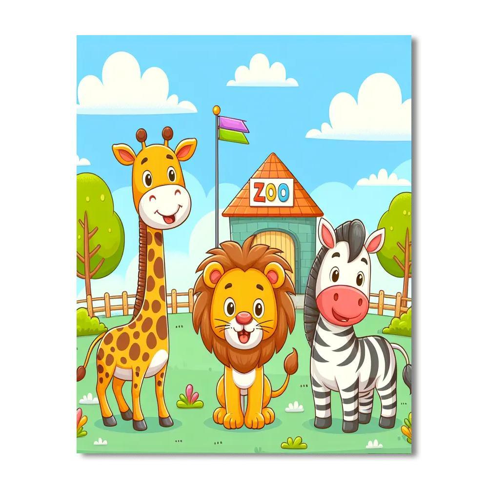 Whimsical Zoo Fun Paint By Numbers Art
