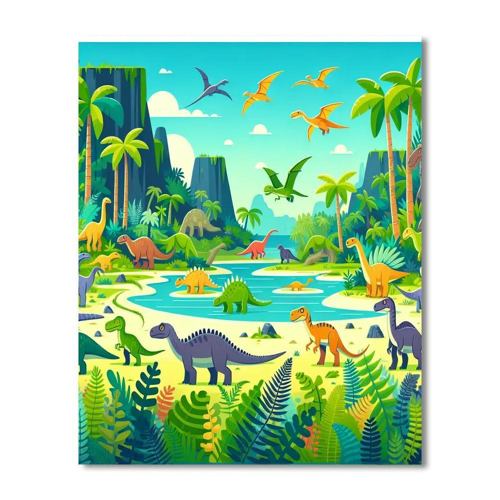 Dinosaur Island Mystery Painting Number Kit