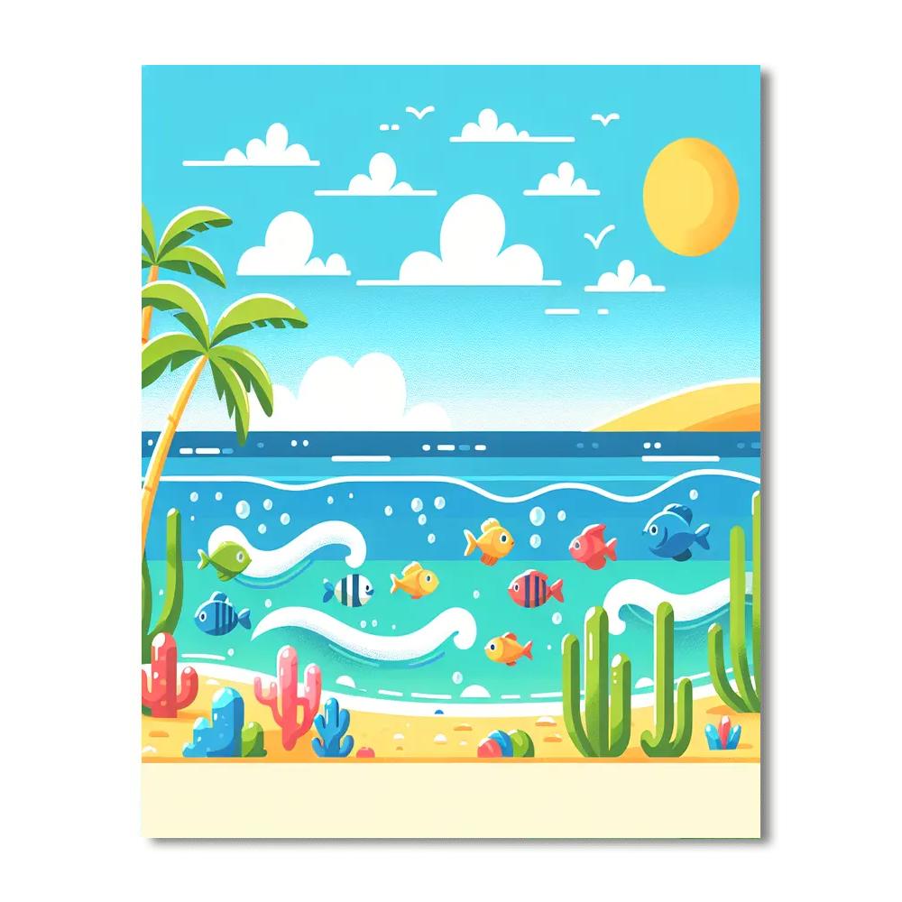 Tropical Tides Number Painting