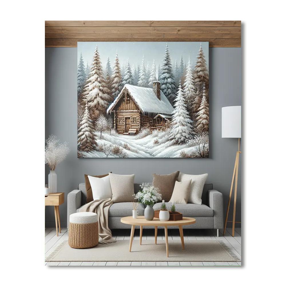 Rustic Winter Cabin Retreat DIY Paint By Numbers