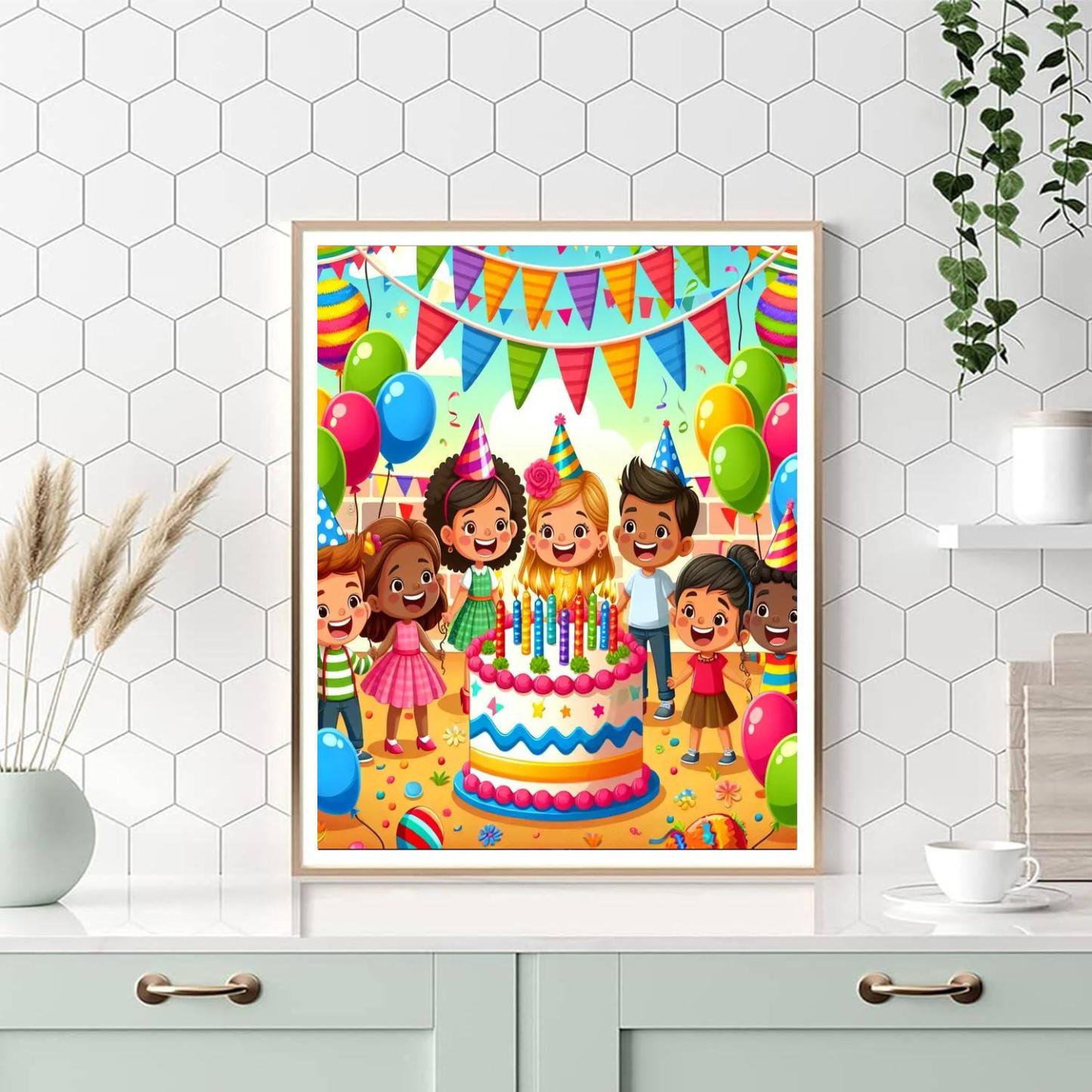 Joyful Birthday Celebration Number Painting