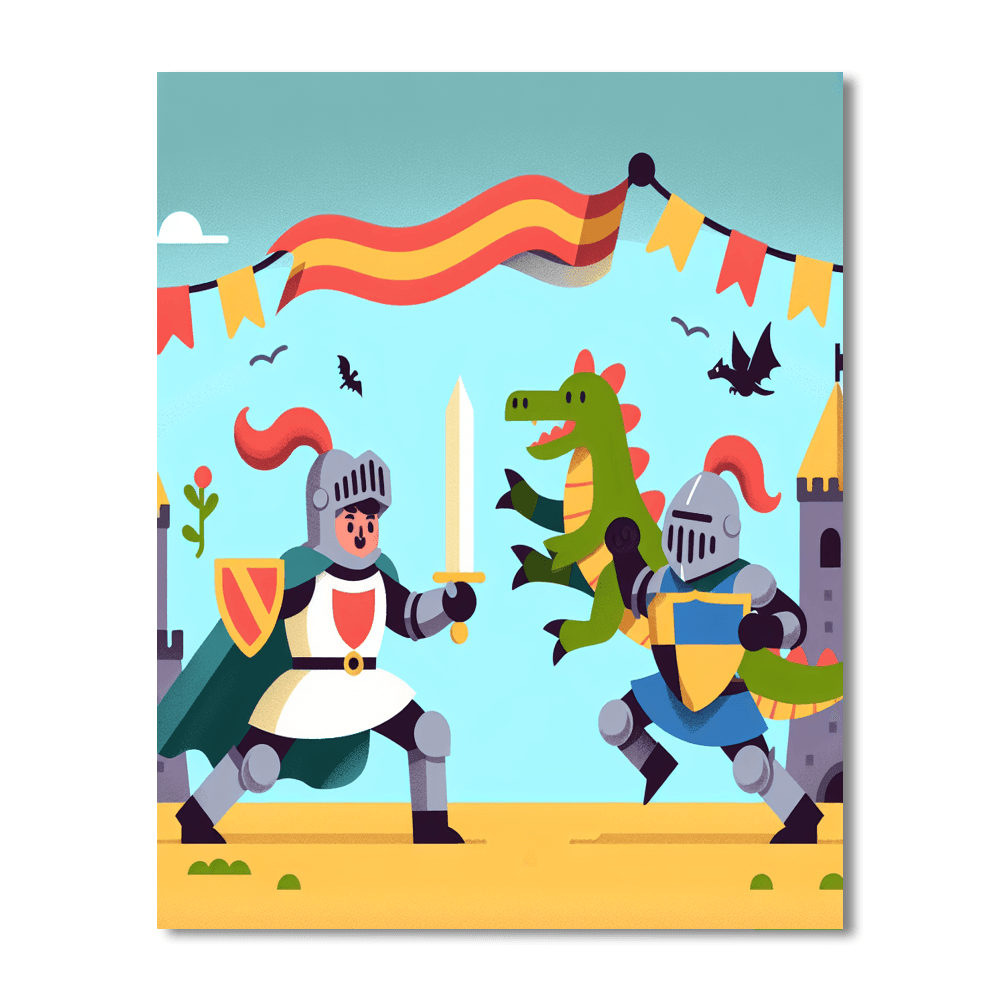 Castle Of Courage With Knights And Dragons Paint By Number