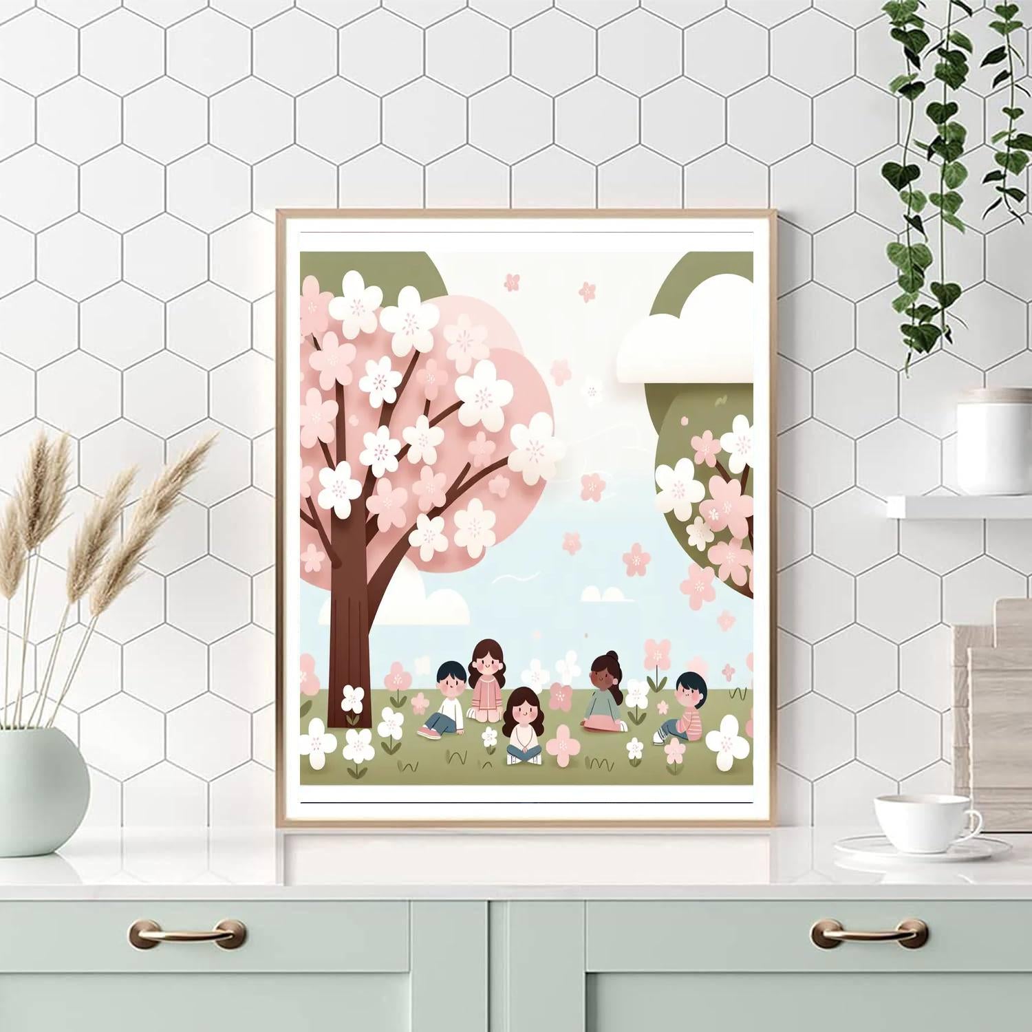 Cheery Cherry Blossom Retreat Number Painting