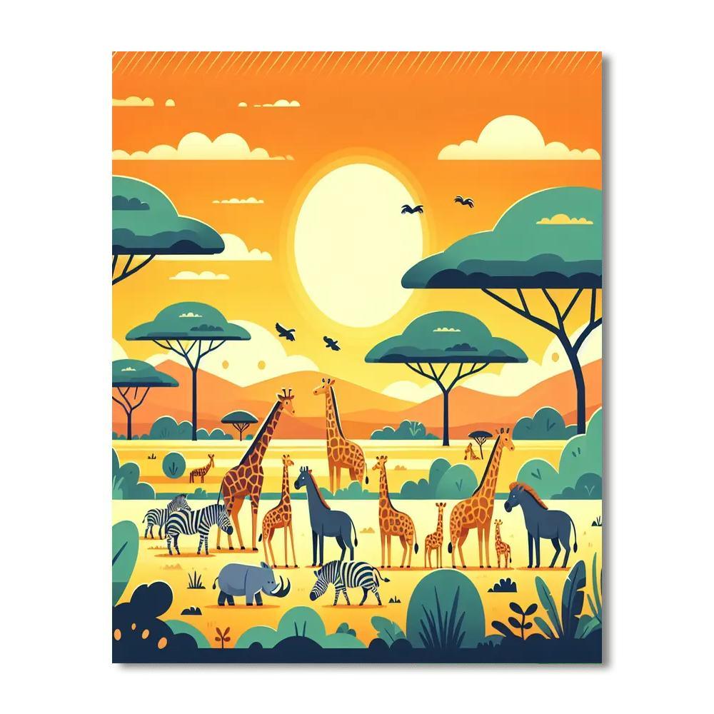 Safari Sunset Gathering Painting By Numbers Kit