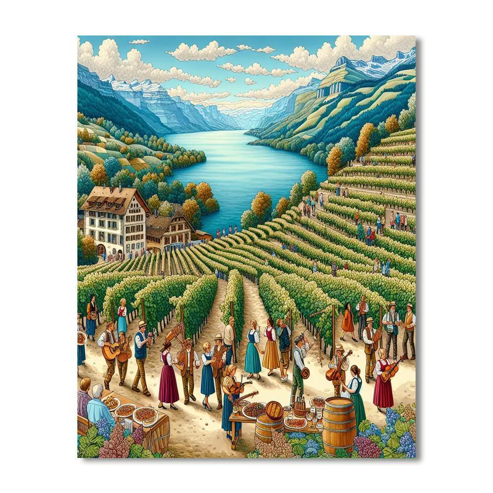 Lavaux Vineyard Terraces Festival - Switzerland Numbered Painting Kits